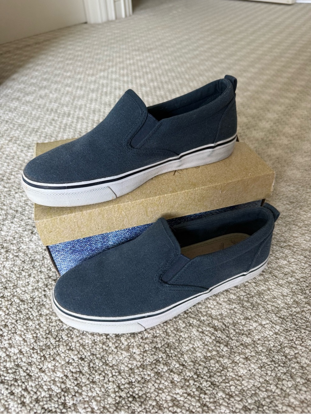 True Craft Navy Canvas Slip-On Flats